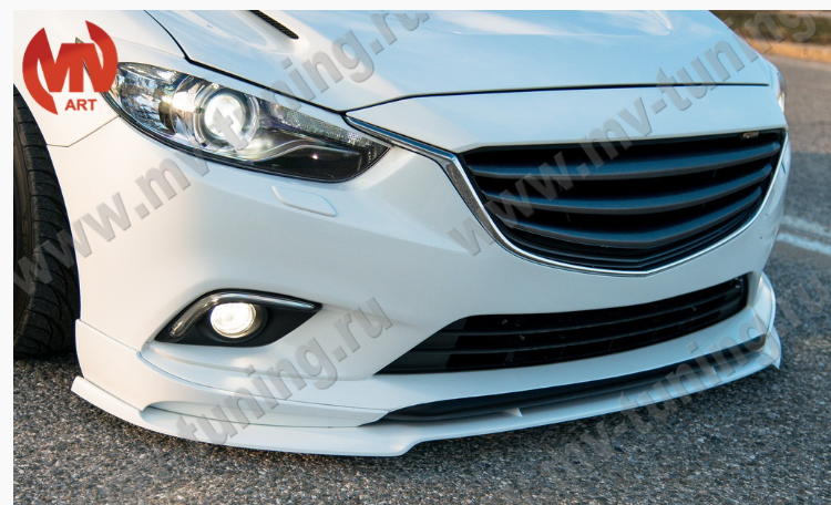 Сплиттер переднего бампера под клыки №2 "Lite Style" для Mazda 6 (2013-н.в.) купить недорого с доставкой в Курган