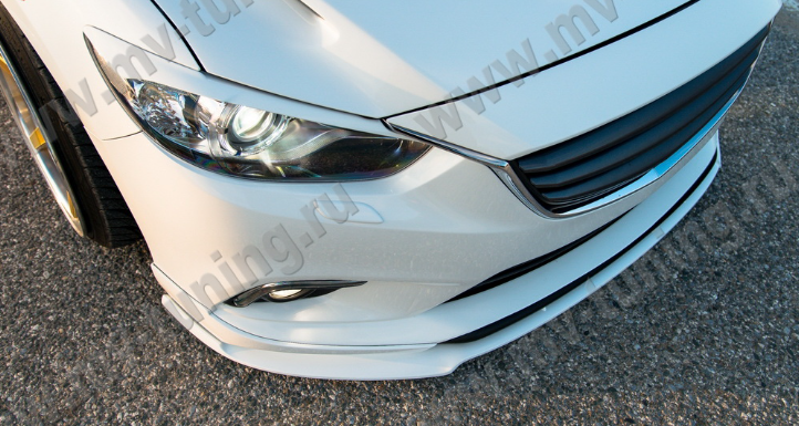 Сплиттер переднего бампера под клыки №2 "Lite Style" для Mazda 6 (2013-н.в.) купить недорого с доставкой в Курган