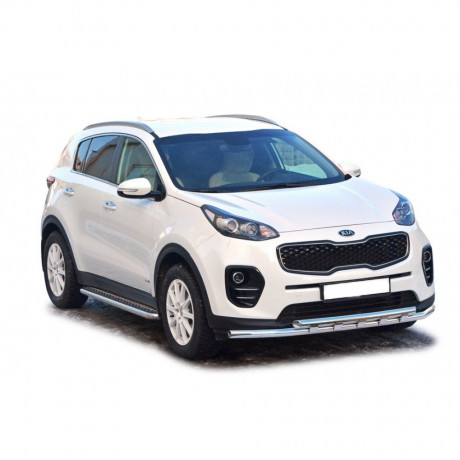 Защита порогов с алюминиевым листом (d63,5) для Kia Sportage (2016-н.в.)(Окрашенное) купить недорого с доставкой в Курган