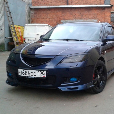 Накладки на фары (реснички) "Длинные" Mazda 3 седан (2003-2009) купить недорого с доставкой в Курган
