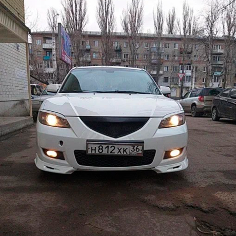 Накладки (клыки) на передний бампер Mazda 3 седан (2003-2009) глянец купить недорого с доставкой в Курган