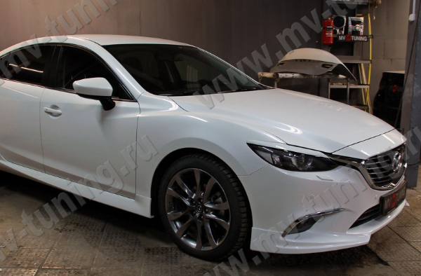Клыки (накладки) переднего бампера "SkyActivSport" var №3 для Mazda 6 (2015-н.в.) купить недорого с доставкой в Курган