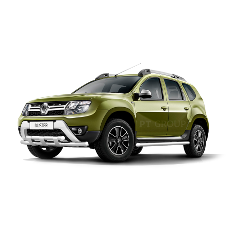 Защита переднего бампера двойная с пластинами d63/63мм (НПС) Renault Duster (2016-н.в.) купить недорого с доставкой в Курган