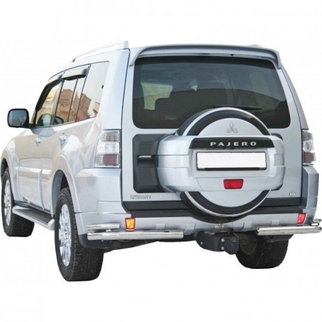 Защита заднего бампера «Уголки двойные» (d63,5) для Mitsubishi Pajero IV (2006-2015)(Окрашенное) купить недорого с доставкой в Курган