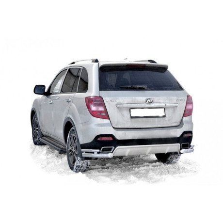 Защита заднего бампера «Уголки двойные» (d63,5) для Lifan X60 (2016-н.в.)(Нерж. Сталь) купить недорого с доставкой в Курган