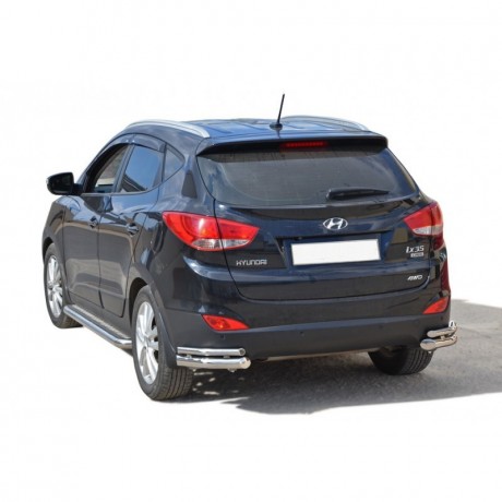 Защита заднего бампера «Уголки двойные» (d63,5) для Hyundai ix35 (2009-2013)(Окрашенное) купить недорого с доставкой в Курган