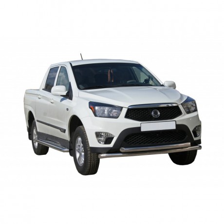 Защита переднего бампера «Труба двойная» (d63,5) для SsangYong Actyon Sports (2012-2015)(Окрашенное) купить недорого с доставкой в Курган