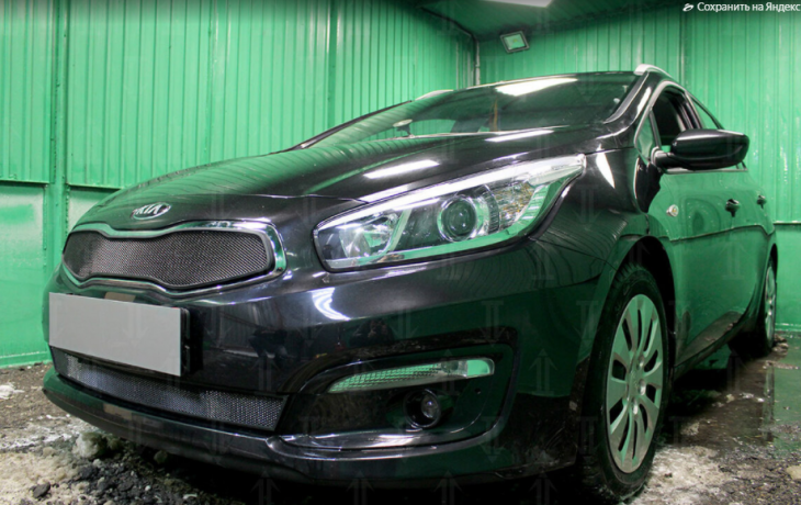 Защита радиатора "Standart" Kia Ceed (2015-2018) верх, чёрная (Comfort, Classic) купить недорого с доставкой в Курган