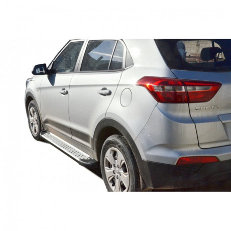 Защита порогов «БУМЕР» алюминиевая с резинкой для Hyundai Creta (2016-н.в.) купить недорого с доставкой в Курган
