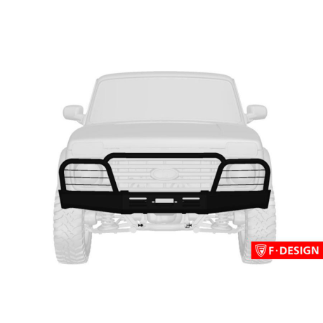 силовой передний бампер f-design с площадкой под лебедку с защитными дугами для L@DA 4x4 (не окрашенный) купить недорого с доставкой в Курган