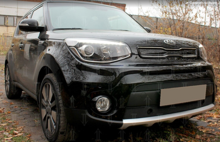 Защита радиатора "Standart" Kia Soul (2017-2019) с парктроником, чёрная купить недорого с доставкой в Курган