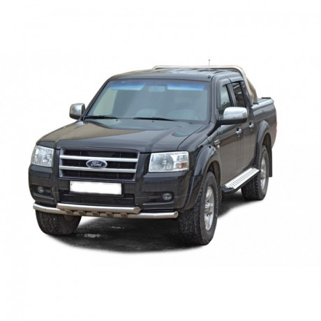 Защита порогов «БУМЕР» алюминиевая с резинкой для Ford Ranger (2006-2010) купить недорого с доставкой в Курган