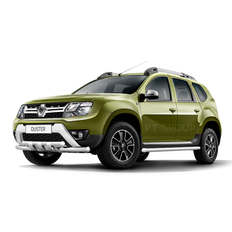 Защита переднего бампера двойная с зубьями d63/63мм (НПС) Renault Duster (2016-н.в.) купить недорого с доставкой в Курган